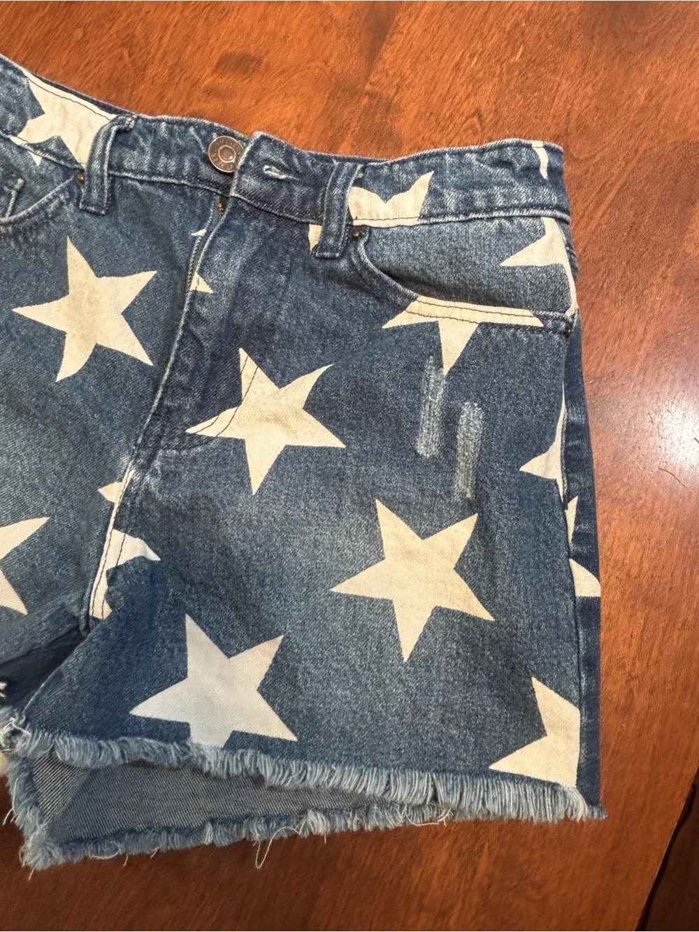 YMI Dark Blue Denim Shorts with White Star Print - Picture 5 of 6